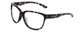 Profile View of Smith Optics Monterey Designer Reading Eye Glasses with Custom Cut Powered Lenses in Sky Tortoise Havana Marble Brown Ladies Cateye Full Rim Acetate 58 mm