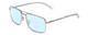 Profile View of Smith Optics Outcome Designer Progressive Lens Blue Light Blocking Eyeglasses in Silver Unisex Aviator Full Rim Metal 59 mm with Blue Light Zone functionality illustration laid over the lens