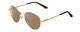 Profile View of Smith Optics Prep Designer Polarized Sunglasses with Custom Cut Amber Brown Lenses in Matte Gold Unisex Round Full Rim Metal 53 mm