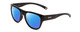 Profile View of Smith Optics Rockaway Designer Polarized Sunglasses with Custom Cut Blue Mirror Lenses in Gloss Black Ladies Cateye Full Rim Acetate 52 mm