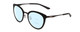 Profile View of Smith Optics Somerset Designer Progressive Lens Blue Light Blocking Eyeglasses in Matte Black Ladies Cateye Full Rim Stainless Steel 53 mm with Blue Light Zone functionality illustration laid over the lens