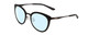 Profile View of Smith Optics Somerset Designer Progressive Lens Blue Light Blocking Eyeglasses in Matte Black Ladies Cateye Full Rim Stainless Steel 53 mm