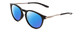 Profile View of Smith Optics Wander Designer Polarized Sunglasses with Custom Cut Blue Mirror Lenses in Gloss Black Unisex Round Full Rim Acetate 55 mm