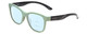 Profile View of Smith Optics Caper Designer Progressive Lens Blue Light Blocking Eyeglasses in Saltwater Green Blue Ladies Cateye Full Rim Acetate 53 mm with Progressive Blue Light Lens Functionality illustration laid on top of the lens