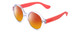 Profile View of Havaianas FLORIPA/M Designer Polarized Sunglasses with Custom Cut Red Mirror Lenses in Crystal Clear Blue Unisex Round Full Rim Acetate 51 mm