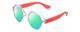 Profile View of Havaianas FLORIPA/M Designer Polarized Reading Sunglasses with Custom Cut Powered Green Mirror Lenses in Crystal Clear Blue Unisex Round Full Rim Acetate 51 mm