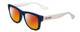Profile View of Havaianas PARATY/M Designer Polarized Sunglasses with Custom Cut Red Mirror Lenses in Blue White Unisex Classic Full Rim Acetate 50 mm