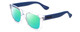 Profile View of Havaianas PARATY/L Designer Polarized Reading Sunglasses with Custom Cut Powered Green Mirror Lenses in Crystal Clear Blue Unisex Classic Full Rim Acetate 52 mm