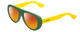 Profile View of Havaianas RIO/M Designer Polarized Sunglasses with Custom Cut Red Mirror Lenses in Matte Green Yellow Unisex Retro Full Rim Acetate 54 mm