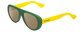 Profile View of Havaianas RIO/M Designer Polarized Reading Sunglasses with Custom Cut Powered Amber Brown Lenses in Matte Green Yellow Unisex Retro Full Rim Acetate 54 mm