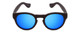 Front View of Havaianas TRANCOSO/M Round Sunglasses Matte Black & Blue Multi-Layer Mirror 49mm