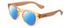Profile View of Havaianas TRANCOSO/M Designer Polarized Sunglasses with Custom Cut Blue Mirror Lenses in Salmon Crystal Peach Unisex Round Full Rim Acetate 49 mm