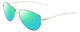Profile View of Smith Optics Langley Designer Polarized Reading Sunglasses with Custom Cut Powered Green Mirror Lenses in Silver Unisex Aviator Full Rim Metal 60 mm