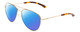 Profile View of Smith Optics Layback Designer Polarized Sunglasses with Custom Cut Blue Mirror Lenses in Gold Unisex Aviator Full Rim Metal 60 mm