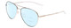 Profile View of Smith Optics Layback Designer Progressive Lens Blue Light Blocking Eyeglasses in Silver Unisex Aviator Full Rim Metal 60 mm with Progressive Blue Light Lens Functionality illustration laid on top of the lens