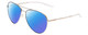Profile View of Smith Optics Layback Designer Polarized Reading Sunglasses with Custom Cut Powered Blue Mirror Lenses in Silver Unisex Aviator Full Rim Metal 60 mm