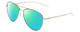Profile View of Smith Optics Layback Designer Polarized Reading Sunglasses with Custom Cut Powered Green Mirror Lenses in Silver Unisex Aviator Full Rim Metal 60 mm