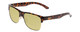 Profile View of Smith Optics Lowdown Split Designer Polarized Reading Sunglasses with Custom Cut Powered Sun Flower Yellow Lenses in Tortoise Havana Brown Gold Unisex Classic Semi-Rimless Acetate 56 mm