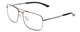Profile View of Smith Optics Outcome Designer Progressive Lens Blue Light Blocking Eyeglasses in Gun Metal Silver Black Unisex Aviator Full Rim Metal 59 mm with Progressive Blue Light Lens Functionality illustration laid on top of the lens