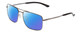 Profile View of Smith Optics Outcome Designer Polarized Reading Sunglasses with Custom Cut Powered Blue Mirror Lenses in Gun Metal Silver Black Unisex Aviator Full Rim Metal 59 mm