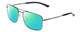 Profile View of Smith Optics Outcome Designer Polarized Reading Sunglasses with Custom Cut Powered Green Mirror Lenses in Gun Metal Silver Black Unisex Aviator Full Rim Metal 59 mm
