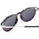 Close Up View of Smith Wander Round Sunglasses Black Marble/CP Polarize Violet Purple Mirror 55mm