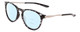 Profile View of Smith Optics Wander Designer Progressive Lens Blue Light Blocking Eyeglasses in Black Marble Tortoise Unisex Round Full Rim Acetate 55 mm with Progressive Blue Light Lens Functionality illustration laid on top of the lens
