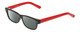 Profile View of SOHO 1010 Designer Polarized Sunglasses with Custom Cut Smoke Grey Lenses in Gloss Black Red Ladies Rectangle Full Rim Acetate 50 mm