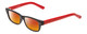 Profile View of SOHO 1010 Designer Polarized Sunglasses with Custom Cut Red Mirror Lenses in Gloss Black Red Ladies Rectangle Full Rim Acetate 50 mm