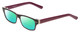 Profile View of SOHO 1010 Designer Polarized Reading Sunglasses with Custom Cut Powered Green Mirror Lenses in Gloss Black Crystal Clear Layered/Plum Purple Ladies Rectangle Full Rim Acetate 50 mm