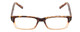 Front View of SOHO 102 Designer Reading Eye Glasses with Custom Cut Powered Lenses in Amber Brown Tortoise Beige Crystal 2 Tone Ladies Rectangle Full Rim Acetate 50 mm