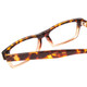 Close Up View of SOHO 102 Designer Single Vision Prescription Rx Eyeglasses in Amber Brown Tortoise Beige Crystal 2 Tone Ladies Rectangle Full Rim Acetate 50 mm
