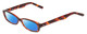 Profile View of SOHO 108 Designer Polarized Sunglasses with Custom Cut Blue Mirror Lenses in Auburn Brown Crystal Dark Tortoise Ladies Oval Full Rim Acetate 52 mm