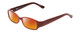 Profile View of SOHO 62 Designer Polarized Sunglasses with Custom Cut Red Mirror Lenses in Chocalte Brown Caramel Layered Ladies Oval Full Rim Acetate 49 mm