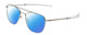Profile View of Ernest Hemingway H202 Designer Polarized Sunglasses with Custom Cut Blue Mirror Lenses in Silver Unisex Aviator Full Rim Metal 55 mm