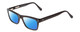 Profile View of Ernest Hemingway H4665 Designer Polarized Sunglasses with Custom Cut Blue Mirror Lenses in Gloss Black Unisex Cateye Full Rim Acetate 53 mm