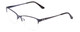 Profile View of Ernest Hemingway H4680 Designer Reading Eye Glasses with Custom Cut Powered Lenses in Metallic Navy Blue Clear Ladies Cateye Semi-Rimless Metal 52 mm
