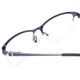 Close Up View of Ernest Hemingway H4680 Designer Reading Eye Glasses with Custom Cut Powered Lenses in Metallic Navy Blue Clear Ladies Cateye Semi-Rimless Metal 52 mm