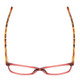 Top View of Ernest Hemingway H4696 Designer Reading Eye Glasses with Custom Cut Powered Lenses in Ruby Red Crystal/Orange Yellow Brown Tiger Print Ladies Cateye Full Rim Acetate 54 mm