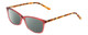Profile View of Ernest Hemingway H4696 Designer Polarized Sunglasses with Custom Cut Smoke Grey Lenses in Ruby Red Crystal/Orange Yellow Brown Tiger Print Ladies Cateye Full Rim Acetate 54 mm