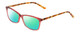 Profile View of Ernest Hemingway H4696 Designer Polarized Reading Sunglasses with Custom Cut Powered Green Mirror Lenses in Ruby Red Crystal/Orange Yellow Brown Tiger Print Ladies Cateye Full Rim Acetate 54 mm