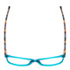 Top View of Ernest Hemingway H4696 Designer Reading Eye Glasses with Custom Cut Powered Lenses in Teal Blue Green Crystal/Brown Yellow Navy Gold Striped Ladies Cateye Full Rim Acetate 54 mm