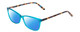 Profile View of Ernest Hemingway H4696 Designer Polarized Sunglasses with Custom Cut Blue Mirror Lenses in Teal Blue Green Crystal/Brown Yellow Navy Gold Striped Ladies Cateye Full Rim Acetate 54 mm