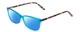 Profile View of Ernest Hemingway H4696 Designer Polarized Reading Sunglasses with Custom Cut Powered Blue Mirror Lenses in Teal Blue Green Crystal/Brown Yellow Navy Gold Striped Ladies Cateye Full Rim Acetate 54 mm