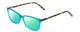 Profile View of Ernest Hemingway H4696 Designer Polarized Reading Sunglasses with Custom Cut Powered Green Mirror Lenses in Teal Blue Green Crystal/Brown Yellow Navy Gold Striped Ladies Cateye Full Rim Acetate 54 mm
