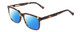 Profile View of Ernest Hemingway H4697 Designer Polarized Sunglasses with Custom Cut Blue Mirror Lenses in Gloss Tortoise Havana Brown Yellow Unisex Square Full Rim Acetate 53 mm