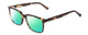 Profile View of Ernest Hemingway H4697 Designer Polarized Reading Sunglasses with Custom Cut Powered Green Mirror Lenses in Gloss Tortoise Havana Brown Yellow Unisex Square Full Rim Acetate 53 mm