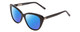 Profile View of Ernest Hemingway H4735 Designer Polarized Sunglasses with Custom Cut Blue Mirror Lenses in Gloss Black Ladies Cateye Full Rim Acetate 54 mm