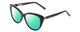 Profile View of Ernest Hemingway H4735 Designer Polarized Reading Sunglasses with Custom Cut Powered Green Mirror Lenses in Gloss Black Ladies Cateye Full Rim Acetate 54 mm