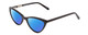 Profile View of Ernest Hemingway H4740 Designer Polarized Sunglasses with Custom Cut Blue Mirror Lenses in Gloss Black Ladies Cateye Full Rim Acetate 56 mm